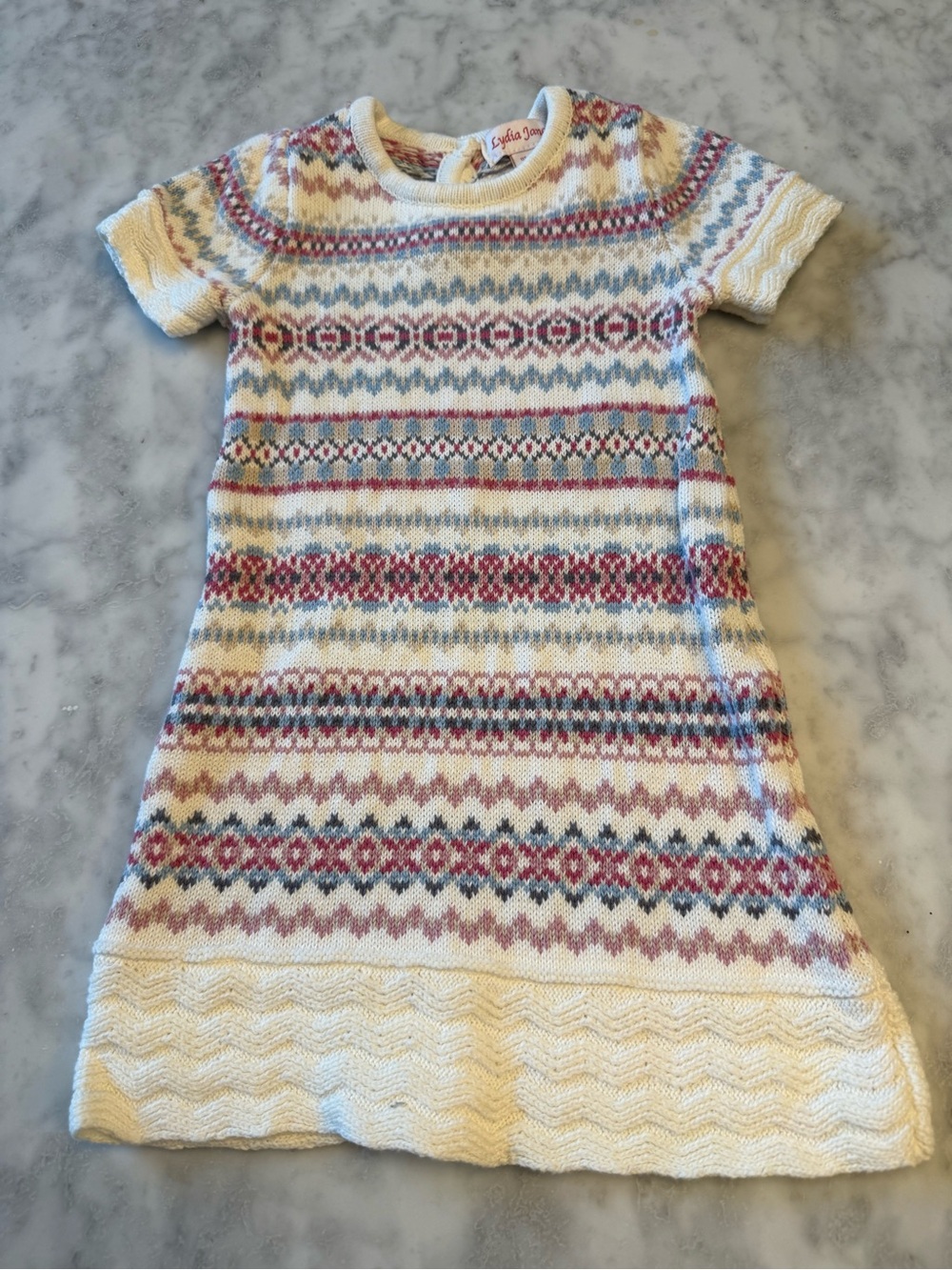 Lydia Jane Baby Fair Isle Knit Sweater Dress 18M 100% Cotton